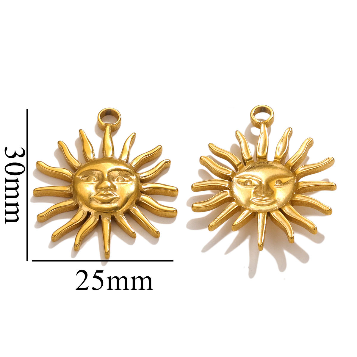 Gold color / 1 Piece Classic Retro Style Sun Shape Stainless Steel  Gold Color Women's Pendant Picture4